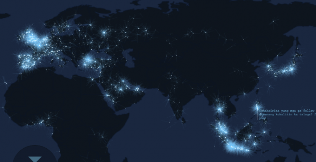 Tweetping — все твиты на карте мира в прямом эфире