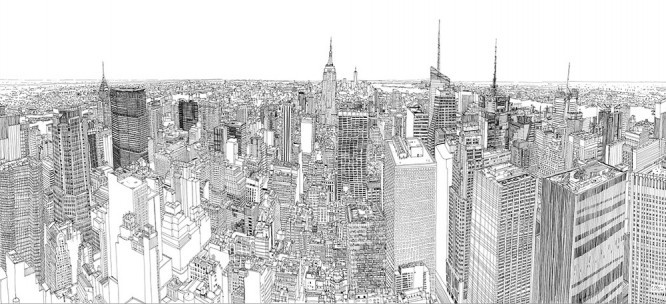 Timelapse illustration of New York view