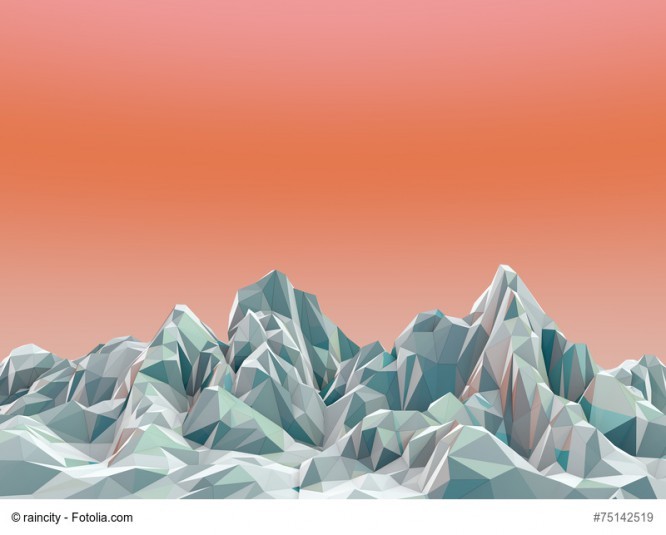 3d Rendered Mountains with Orange Background