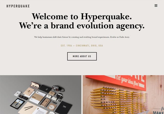Screenshot of a clean website: Hyperquake