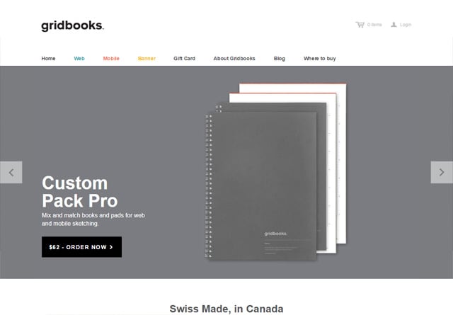 Screenshot of a clean website: Gridbooks